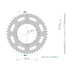 Zahnkranz Sachs/Puch 45 Zähne flach