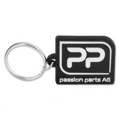 Schlüsselanhänger schwarz/weiss (PVC) 35x30x4mm PP passion parts AG