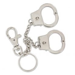 Schlüsselanhänger Handschellen Metall chrom schliessbar