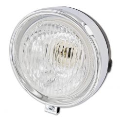 Lampe Ø13cm schwarz/chrom Vintage ohne Schalter für BAX15d Glühl