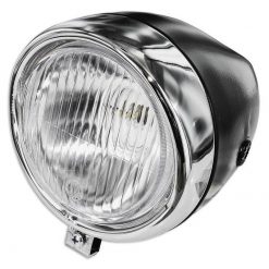 Eier-Lampe rund Ø130mm schwarz-chrom Mofa/universal seitliche B,