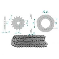 Kettenkit 14 x 52 / 420 ohne O-Ring (K1454) Stahl