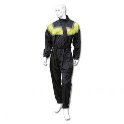 Regenkombi einteilig schwarz-gelb-silber reflektierend XXXL