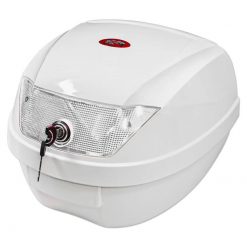 Top Case KXM WR 28 Liter weiss lackiert/rot, inkl. Halterung