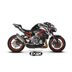Auspuff EXAN Oval Carbon Cap in titan zu Kawasaki (CH-Hom)