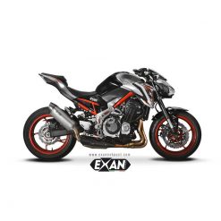 Auspuff EXAN X-Black Oval in titan zu Kawasaki (CH-Hom)