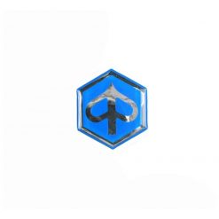 Plakette PIAGGIO aus Silikon mit Piaggio Logo und silber Umrandung (33 x 3