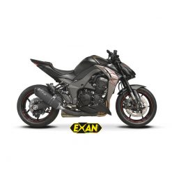Auspuff EXAN Oval Carbon Cap in inox-schwarz zu Kawasaki (CH-Hom)