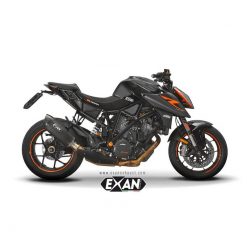 Auspuff EXAN Oval Carbon Cap in inox-schwarz zu KTM (CH-Hom)