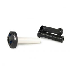 Gasdrehgriff DOMINO mit Ergal Schrauben und schwarzem Griff zu Twinzylinde