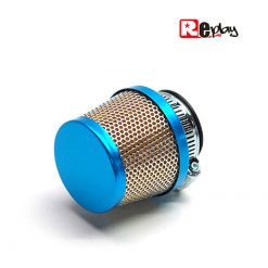 Luftfilter REPLAY in CHROM/BLAU gerade (Ø 28/35 mm) zu Vergaser DellOrto