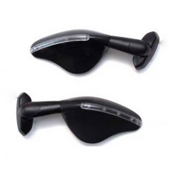 Rückspiegel FAR INDICATOR SCHWARZ inkl. LED Blinker (Lochabstand: 28-50mm)