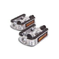 Pedalen LYNX (Paar) SPORT UNIVERSAL in Silber / Schwarz aus ALU für Mofa's