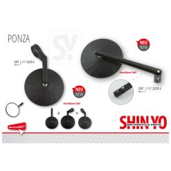 Rückspiegel SHIN YO (1 Stück) PONZA aus ALU in SCHWARZ M10x1.25 inkl. Adap