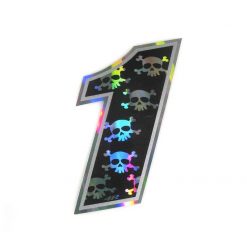 Sticker 4R RACING Nr.: 1 in schwarz mit weissem Totenkopf (100 x 140mm)