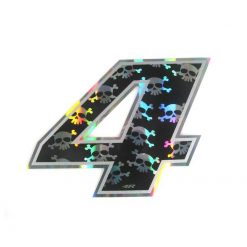 Sticker 4R RACING Nr.: 4 in schwarz mit weissem Totenkopf (100 x 140mm)