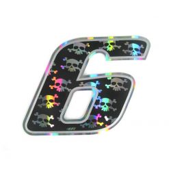 Sticker 4R RACING Nr.: 6 in schwarz mit weissem Totenkopf (100 x 140mm)