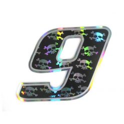 Sticker 4R RACING Nr.: 9 in schwarz mit weissem Totenkopf (100 x 140mm)