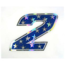 Sticker 4R RACING Nr.: 2 in blau mit weissen Sternen (100 x 140mm)