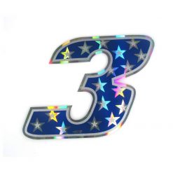 Sticker 4R RACING Nr.: 3 in blau mit weissen Sternen (100 x 140mm)