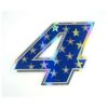 Sticker 4R RACING Nr.: 4 in blau mit weissen Sternen (100 x 140mm)