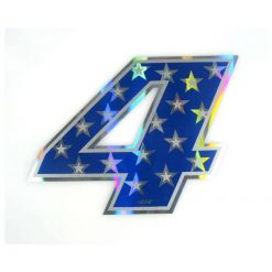 Sticker 4R RACING Nr.: 4 in blau mit weissen Sternen (100 x 140mm)