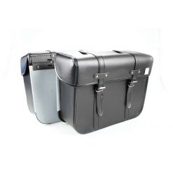 Gepäcktaschen (Paar) R50DM in SCHWARZ mit Alurücken und 2 Riemen für Mofa's