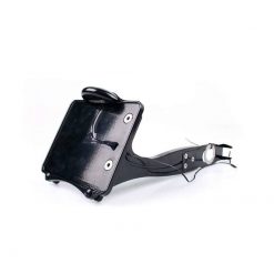 Kennzeichenhalter PM BILLET ALU - LANGER ARM +80mm in SCHWARZ mit LED Bele