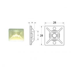 Klebebefestigung NO NAME für Kabelbinderaufnahme 28 x 28mm in Weiss