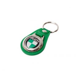 Schlüsselanhänger NN PRODUCTS PUCH aus Leder in grün mit Emblem