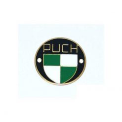 Emblem PUCH Ø 40mm aus Messing für Scheinwerfergehäuse Puch