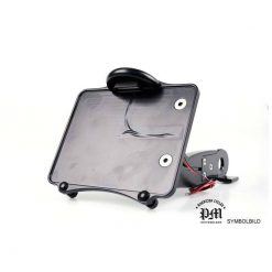 Kennzeichenhalter PM BILLET ALU - KURZER ARM in POLIERT mit LED Beleuchtun