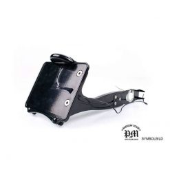 Kennzeichenhalter PM BILLET ALU - LANGER ARM +80mm in POLIERT mit LED Bele