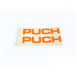 Sticker-Set PUCH (Paar) Aufschrift PUCH für Tank in orange-fluo (118 x 22mm)