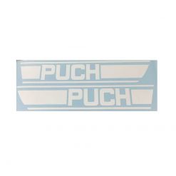 Sticker-Set PUCH (Paar) Aufschrift PUCH für Tank, zu X30 in weiss (285 x 50m