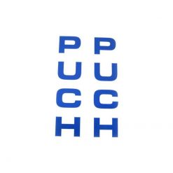 Sticker-Set PUCH (Paar) Aufschrift PUCH - VERTIKAL für Gabel in blau (75 x 1