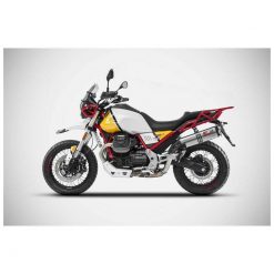 Auspuff ZARD ADVENTURE (2 in 1) in Inox mit Carbon- Endcap zu Moto Guzzi (