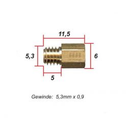 Hauptdüse MIKUNI (Typ MKA) Ø 5.3 x 0.9mm zu Vergaser Areche und Amal (Grös