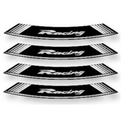 Felgen-Aufkleber-Set Racing weiss-schwarz (8 Stück)