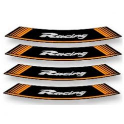 Felgen-Aufkleber-Set Racing orange-schwarz (8 Stück)