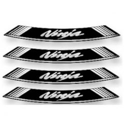 Felgen-Aufkleber-Set Ninja weiss-schwarz (8 Stück)