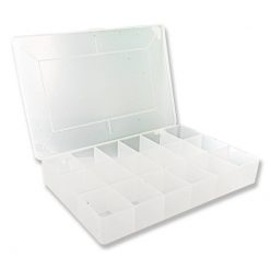 Sortiments-Box (Kiste) für Schrauben/Kleinteile (18 Fächer) tran