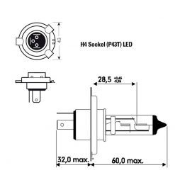 Halogen- Birne XENON (Paar) Superwhite - 4300°K 12V/60-55W (Sockel: H4) in