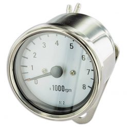 Drehzahlmesser Ø60 mechanisch chrom-weiss Cafe Racer