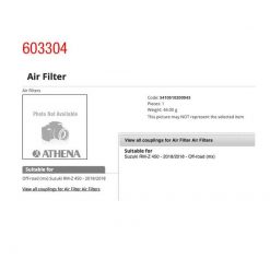 Luftfilter Athena Suzuki RM-Z 250 2019 -> / RM-Z 450 2018 ->