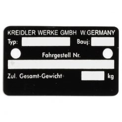 Typenplakette Kreidler Werke 51x31mm