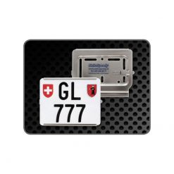 Kennzeichenrahmen SwissSpeedy Moto CHROMSTAHL POLIERT Rechts-Einschub