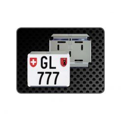 Kennzeichenrahmen SwissSpeedy Moto CHROMSTAHL POLIERT Klick-Down