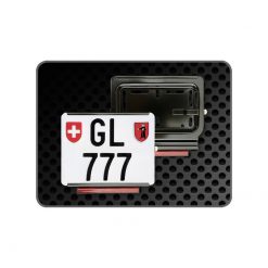 Kennzeichenrahmen SwissSpeedy Moto CHROMSTAHL SCHWARZ Rechts Rückstrahler