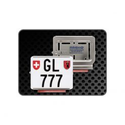 Kennzeichenrahmen SwissSpeedy Moto CHROMSTAHL Links Rückstrahler